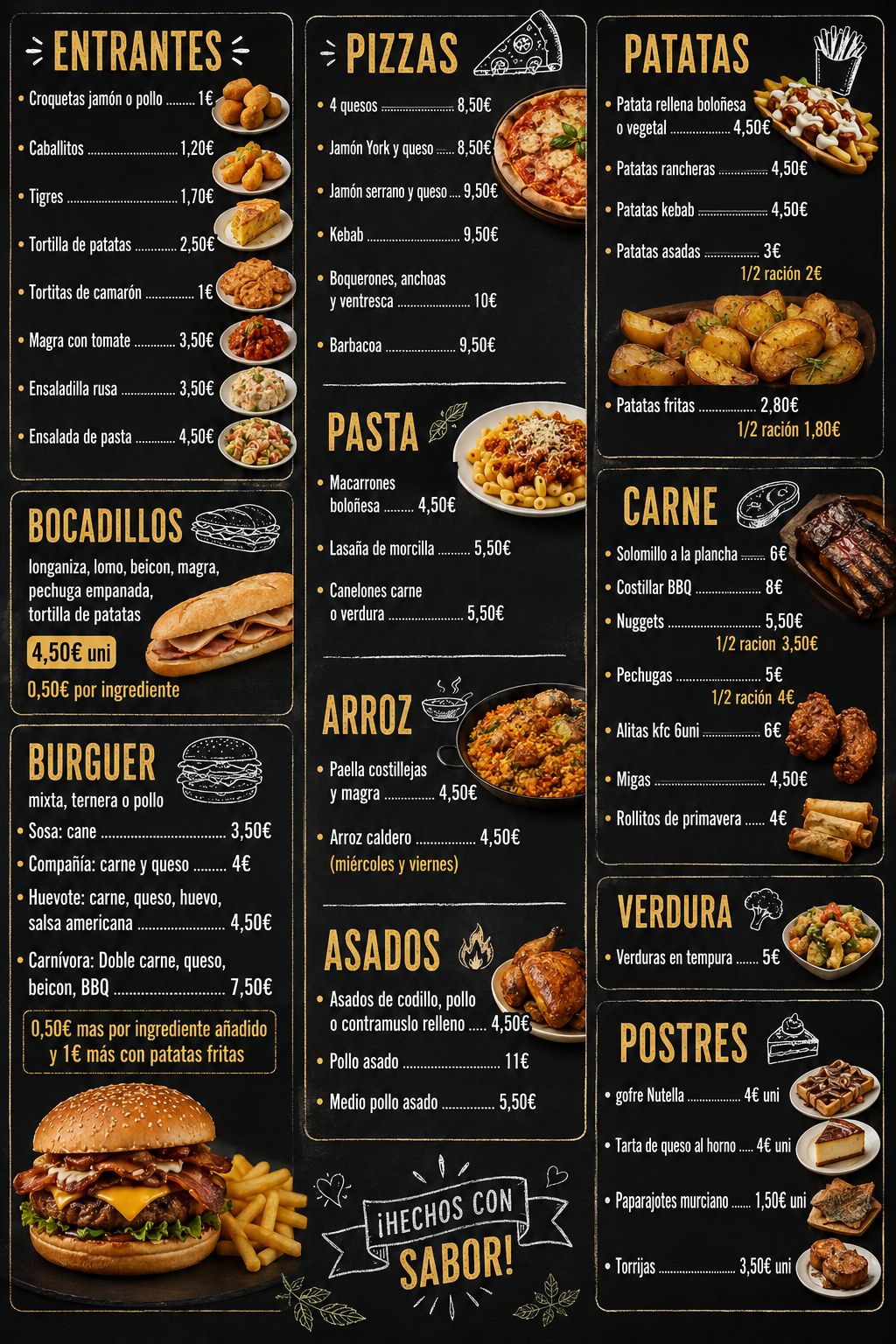 Carta de Comidas para llevar - Asadero Merino