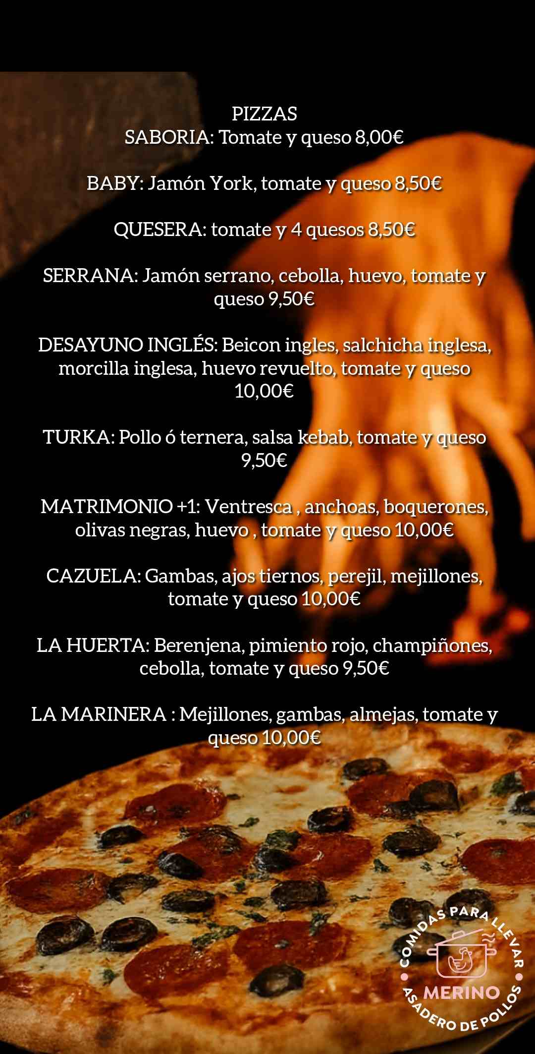 Menu diario de Comidas para llevar - Asadero Merino en Totana