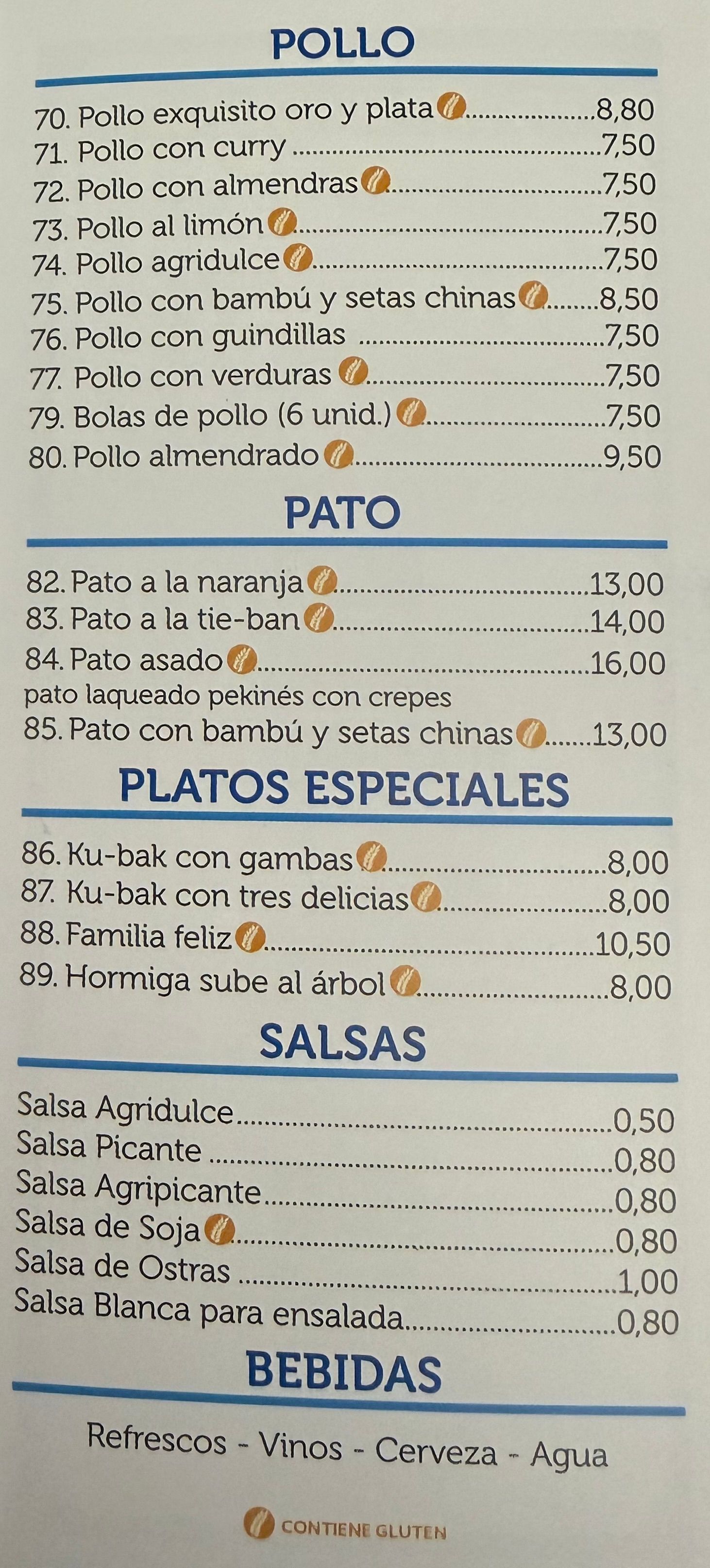 Carta de China City en Totana