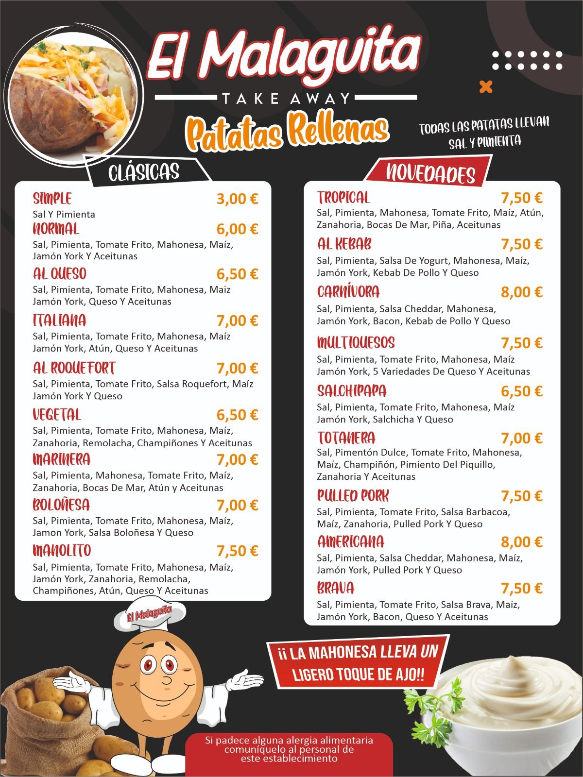 Carta de El Malaguita en Totana