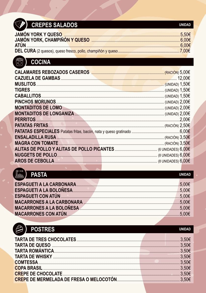 Carta de Pizzería - Burger J&B