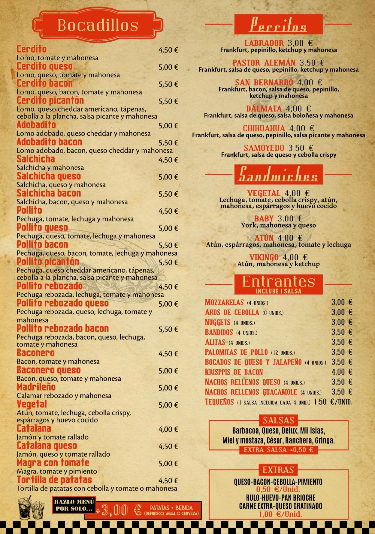 Carta de La Calle Bocateria en Totana