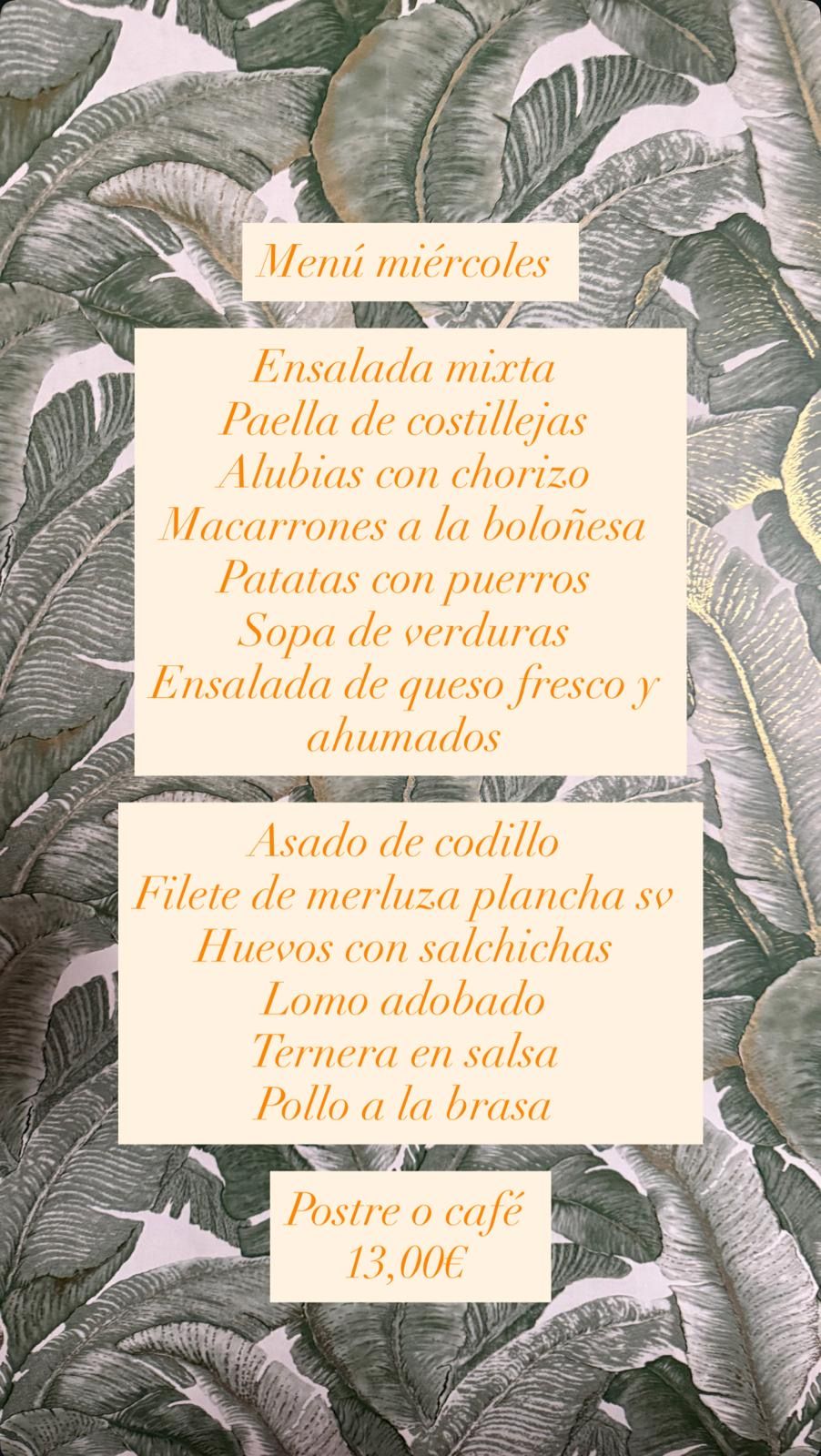 Menu diario de Restaurante La Lumbre en Totana