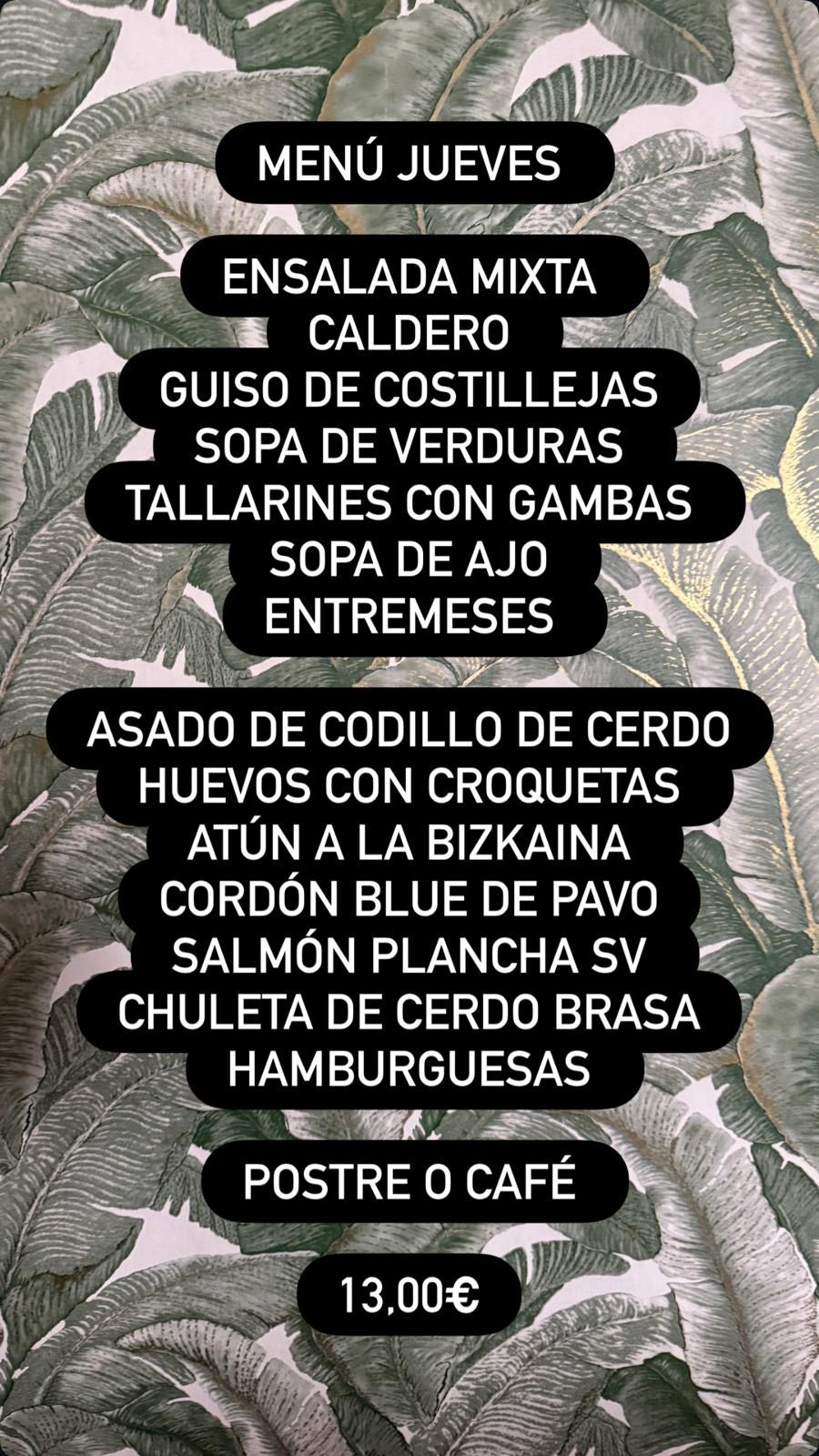 Menu diario de Restaurante La Lumbre en Totana