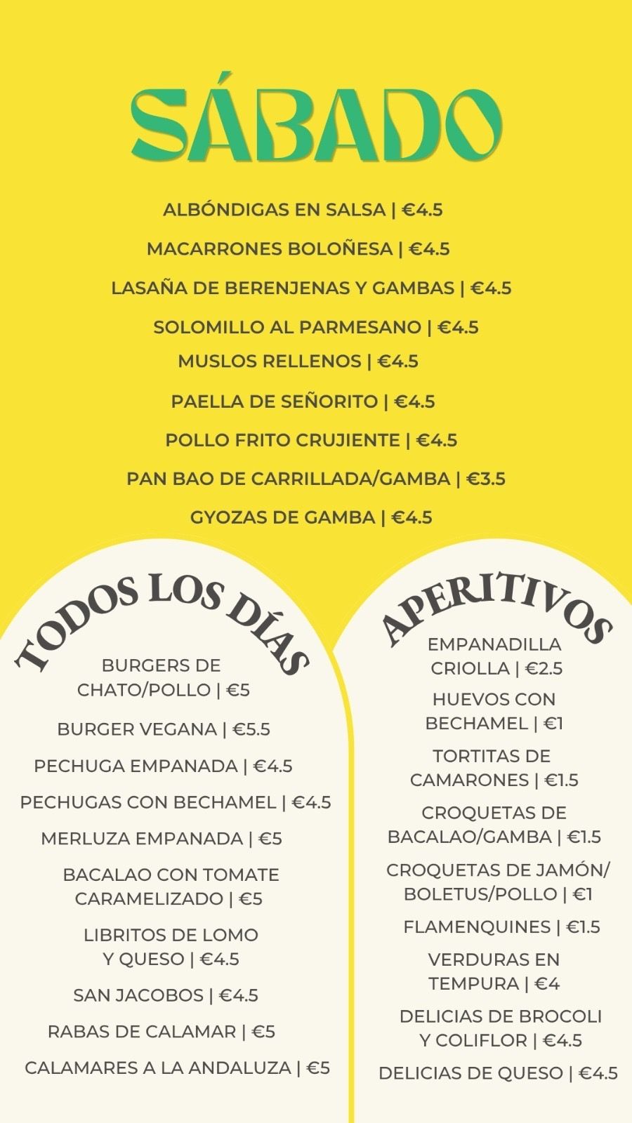 Menú del día de Mi Cocina en Totana