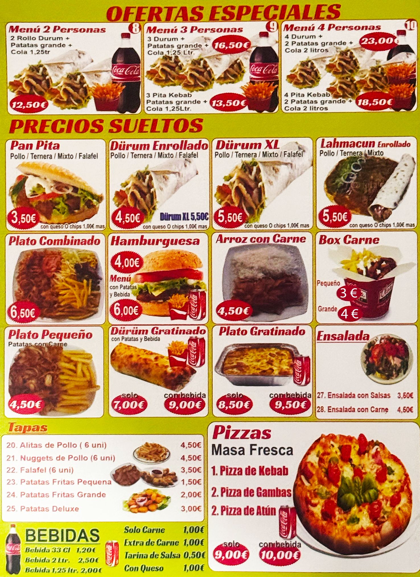 Carta de Rey Kebap en Totana
