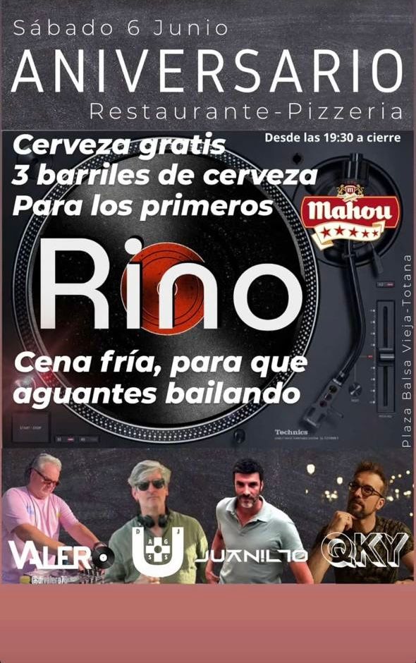 Aniversario RINO con DJs y barra libre de cerveza